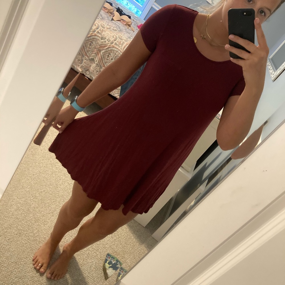 Maroon cotton t-shirt dress - Size MED